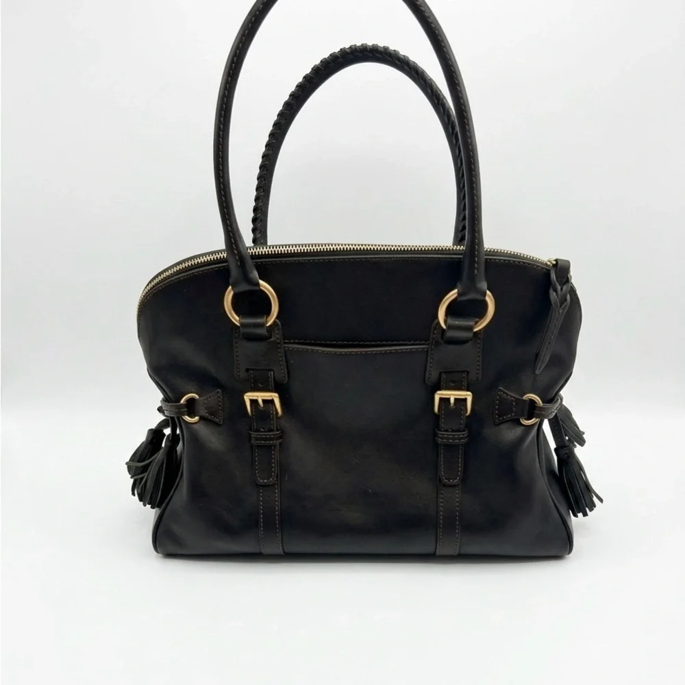 Dooney & better Bourke Forentine Domed Buckle Satchel Black Leather - Picture 2 of 8